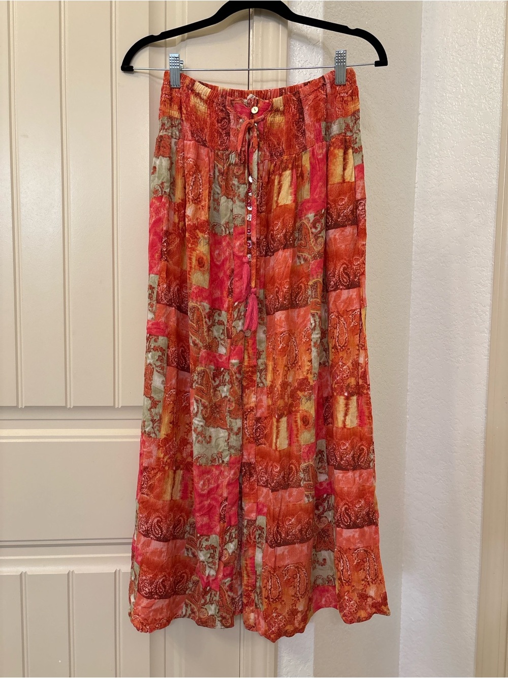 Christian Siriano NY Boho Paisley Patchwork Button Front Maxi Skirt Small